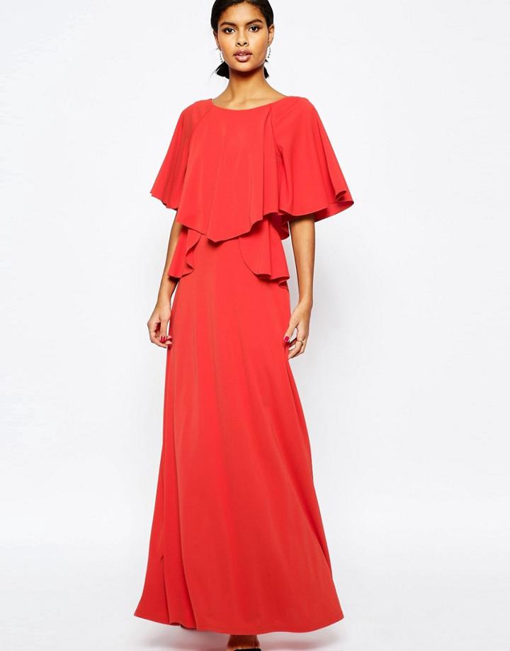 Asos Full Soft Ruffle Maxi Dress - Orange