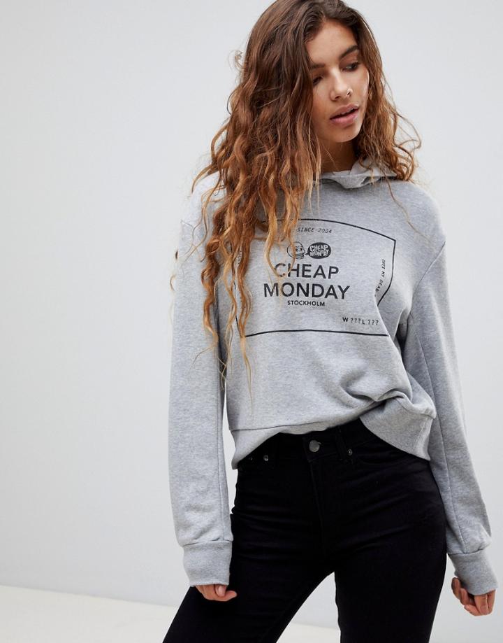 Cheap Monday Attract Box Logo Hoody - Gray