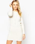 Asos Sweater Dress With Elasticated Waistband - Cream