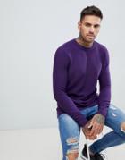 Pull & Bear Crew Neck Sweater In Purple - Purple