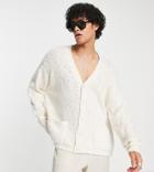 Asos Design Oversized Textured Cardigan In Cream-neutral
