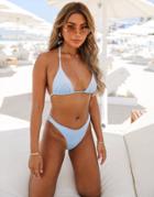 Public Desire Xcarms Velvet Triangle Bikini Top In Powder Blue