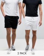 Asos Shorter Length Jersey Shorts 2 Pack White/black Save - Multi