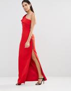 Forever Unique Aiko One Shoulder Maxi Dress With Side Zip - Red