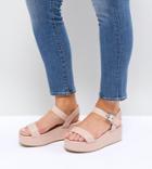 Asos Toucan Wide Fit Wedge Sandals - Beige