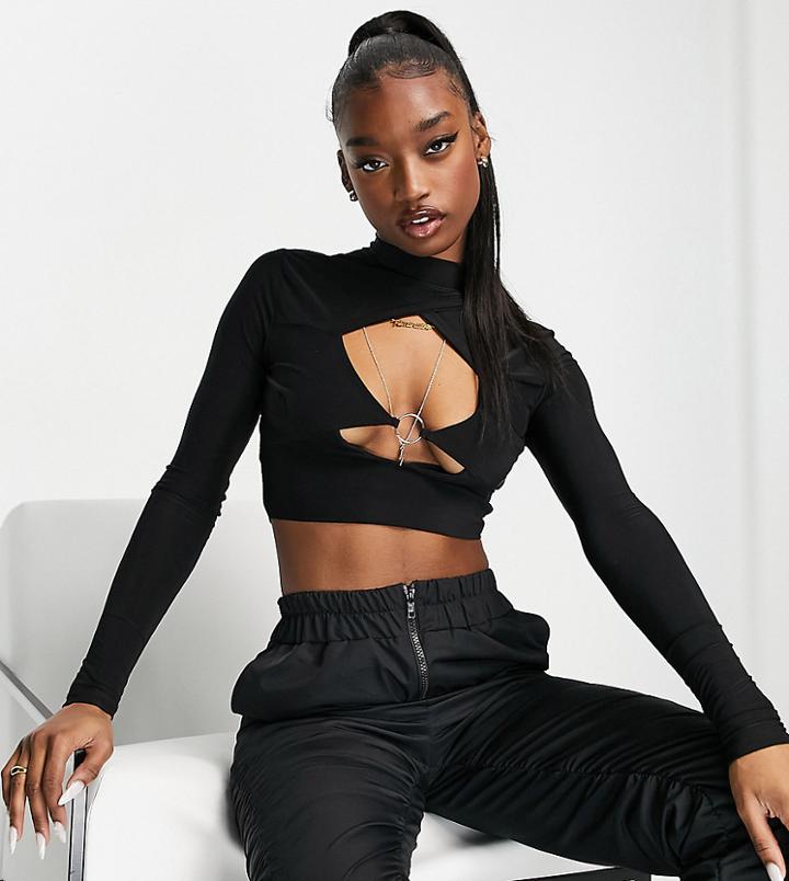 Asyou Layered Cut Out Top In Black