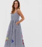 French Connection Lavande Embroidered Gingham Dress