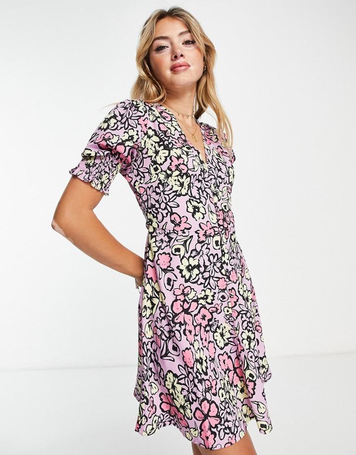 Influence Mini Tea Dress In Bold Floral Print-multi