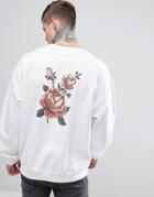 Boohooman Sweat With Back Detail In White - White