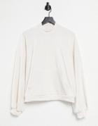 Topshop Velour Sweatshirt In Cream - Part Of A Set-white