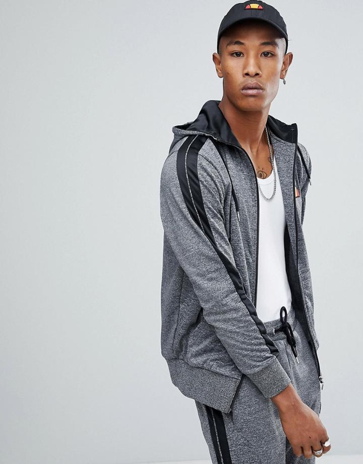 Ellesse Poly Tricot Hoodie With Logo - Gray