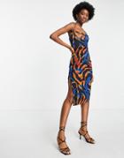 In The Style Strappy Back Cowl Neck Midi Dress In Multi Snake Print