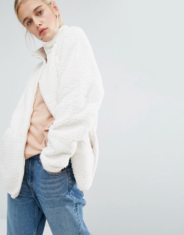 Monki Fleece Jacket - White