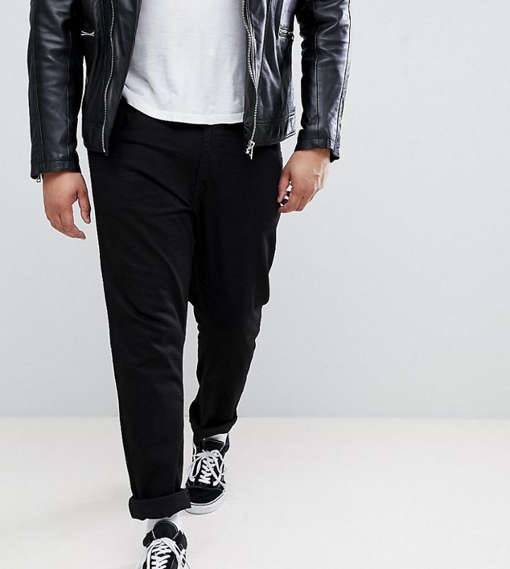 Duke Plus Tapered Fit Jeans In Black With Stretch - Black