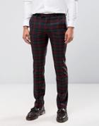 Noose & Monkey Super Skinny Pants In Plaid With Stretch - Red