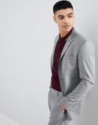 Boohooman Skinny Fit Suit Jacket In Gray Check - Gray