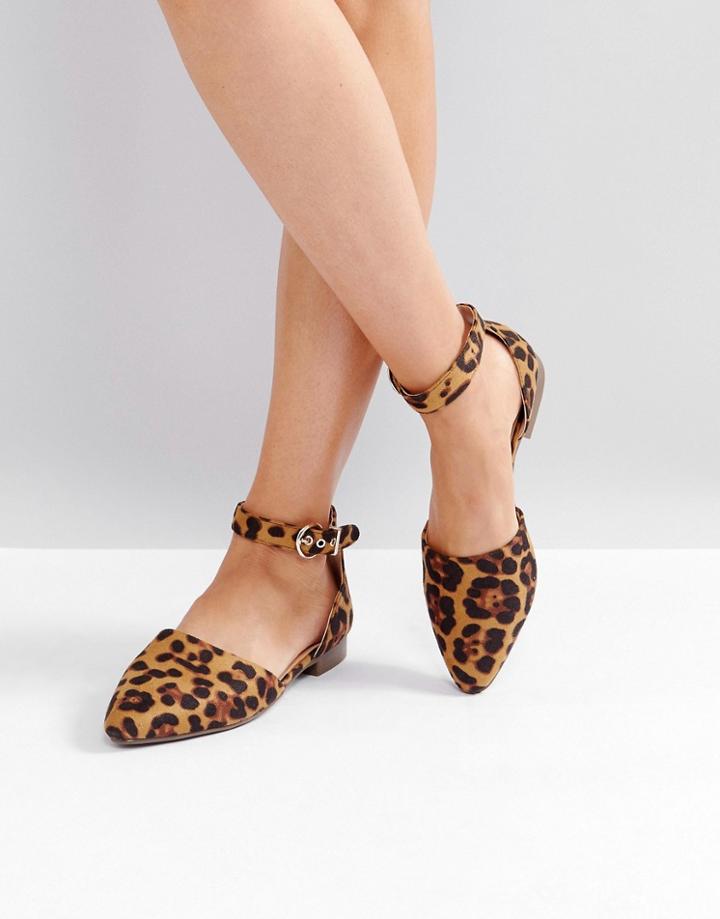 Raid Debbie Leopard Ankle Strap Ballet Shoes - Multi