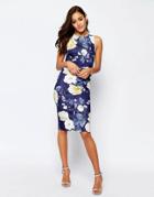 Asos Floral Scuba Crop Top Midi Body-conscious Dress - Multi