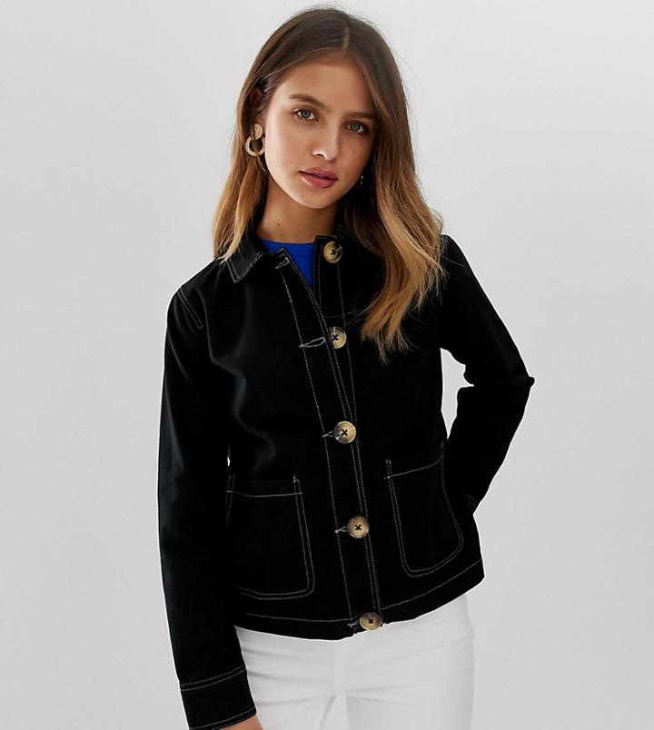 New Look Utility Jacket With Contrast Stitch In Black