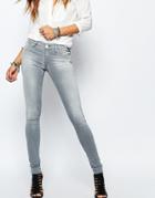 Replay Luz Hyperfree Mid Rise Skinny Jeans - Gray