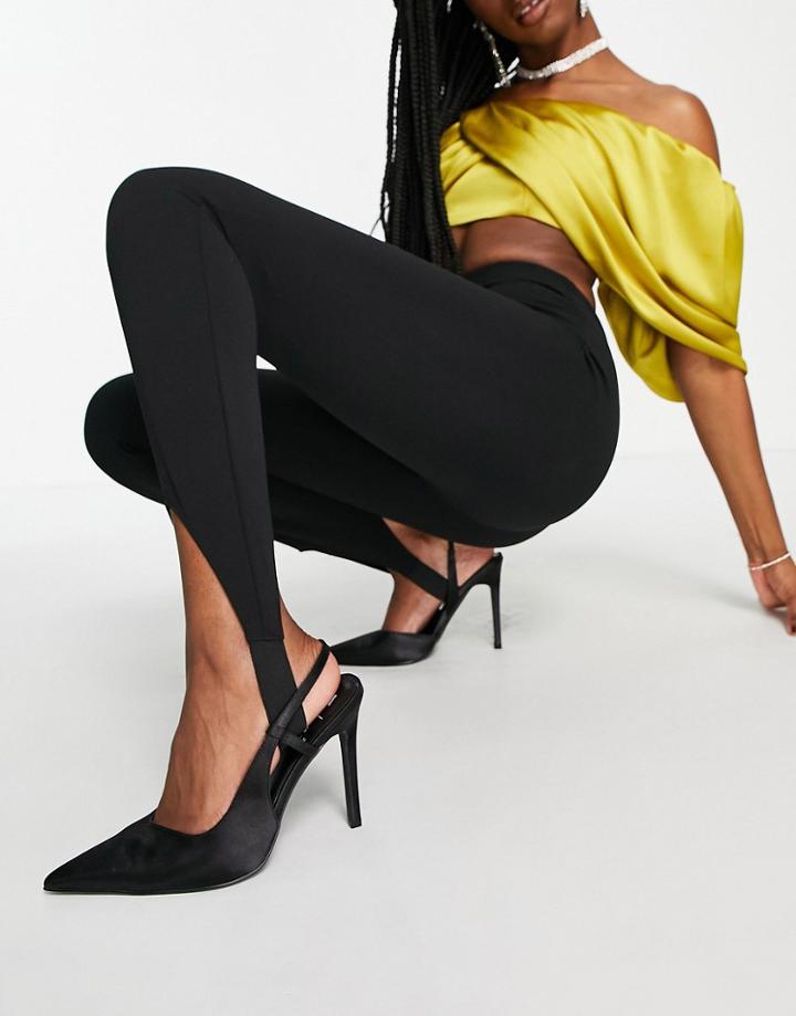 Asos Design Ttya High-heeled Slingback Pumps In Black Satin