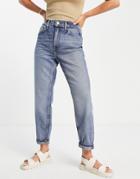 River Island High Rise Mom Jean In Blue