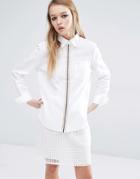 Fred Perry Boyfriend Shirt With Tipped Placket - White