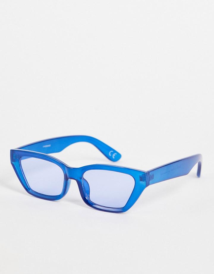 Asos Design Recycled Cat Eye Sunglasses In Blue