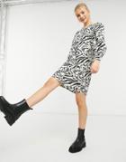 Vila Mini Smock Dress In Zebra Print-black