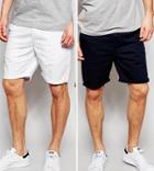 Asos 2 Pack Slim Chino Shorts In White & Navy Save - Multi
