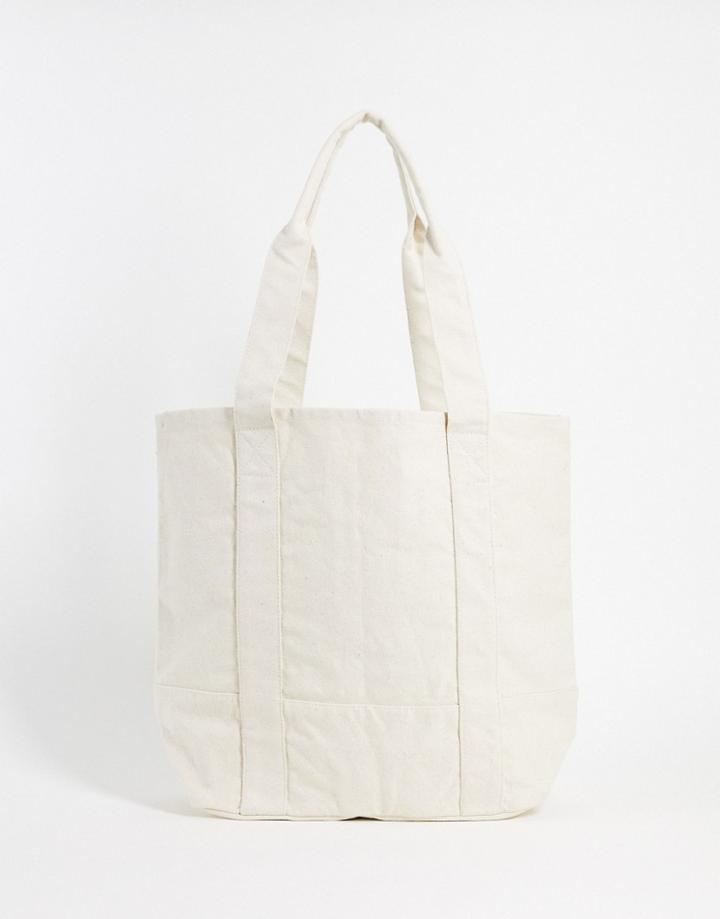 Asos Design Oversized Heavyweight Cotton Tote Bag In Ecru-neutral