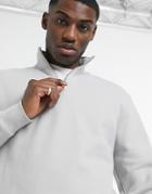 Topman Half Zip Sweat In Light Gray - Part Of A Set-grey