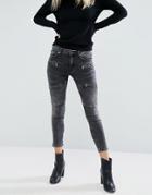 Mango Biker Jean With Zip Detail - Gray