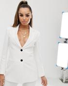Asos Design Pop Waisted Suit Blazer - White