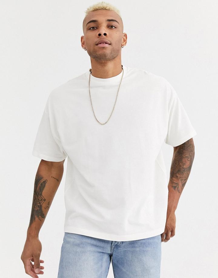 Asos Design Organic Oversized Fit T-shirt With Crew Neck In Pique In Off White