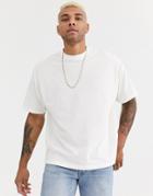 Asos Design Organic Oversized Fit T-shirt With Crew Neck In Pique In Off White