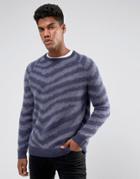 Asos Mohair Sweater With Zebra Design - Blue
