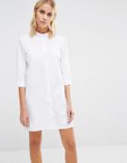 Fashion Union Button Front Shirt Dress - White