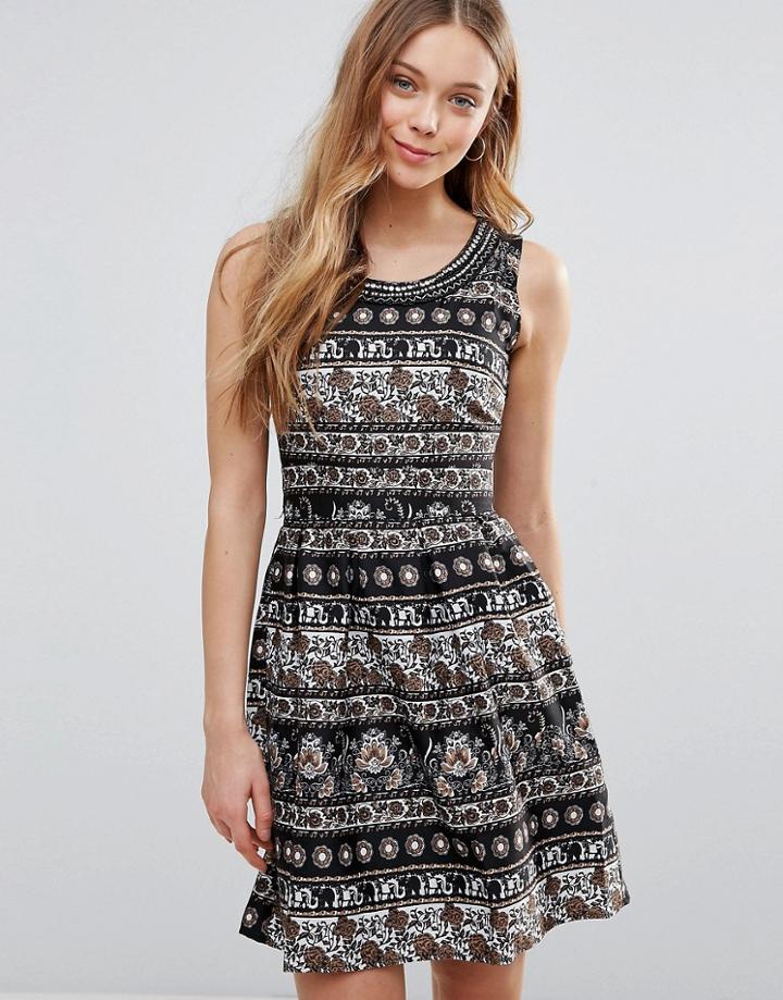 Yumi Elephant Print Dress - Black