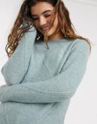 Oasis Argyle Stitch Sweater In Pale Green