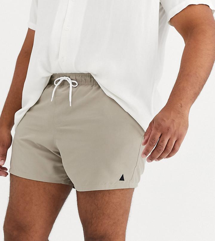 Asos Design Plus Swim Short In Gray Short Length
