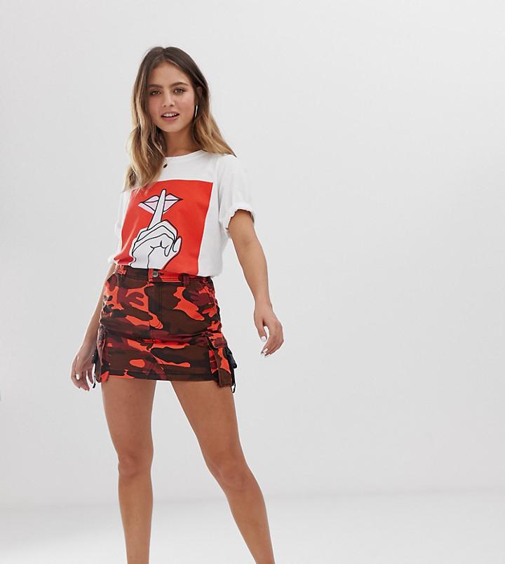 Bershka Utlity Mini Skirt In Camo Print - Multi