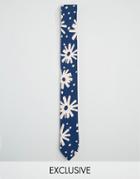 Reclaimed Vintage Abstract Floral Tie Blue - Blue