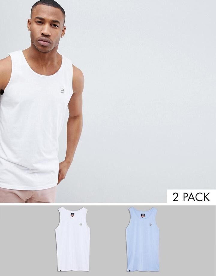 Le Breve 2 Pack Basic Raw Edge Tank - White