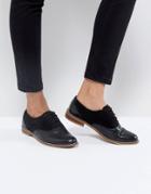 Asos Make Up Leather Flat Shoes - Black
