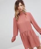 Pieces Bow Smock Dress - Pink