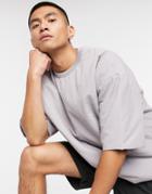 Asos Design Oversized Wadded T-shirt In Grey