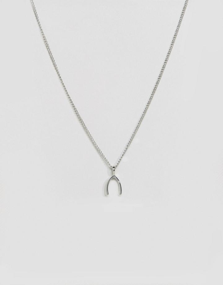 Designb Wishing Bone Pendant Necklace In Silver Exclusive To Asos - Silver