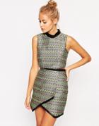 Lashes Of London Nina Crop Top In Jacquard - Green Multi