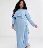 Verona Curve Long Sleeve Layered Maxi Dress In Blue - Blue